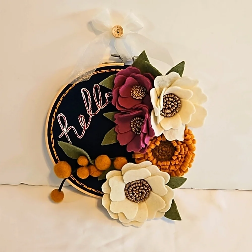 Hand Crafted Floral Wall Decor Hello Sign